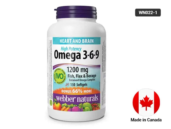 Webber Naturals Omega 3-6-9 1200 mg Fish, Flax & Borage 150 Softgels in Sri Lanka